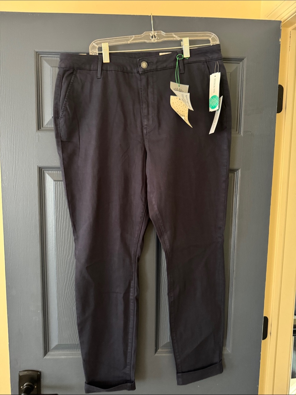 Women's Navy Stretch Chinos by Unknown Brand - Tailored Everyday Pants